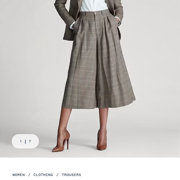 Ralph Lauren Tan and Brown Plaid Trousers - Picture 1 of 7